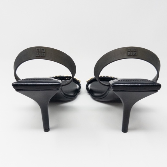 Givenchy Double G Logo Chain Link Black Gold Link Sandals Heels Pumps Size 36 EU - Picture 4 of 7